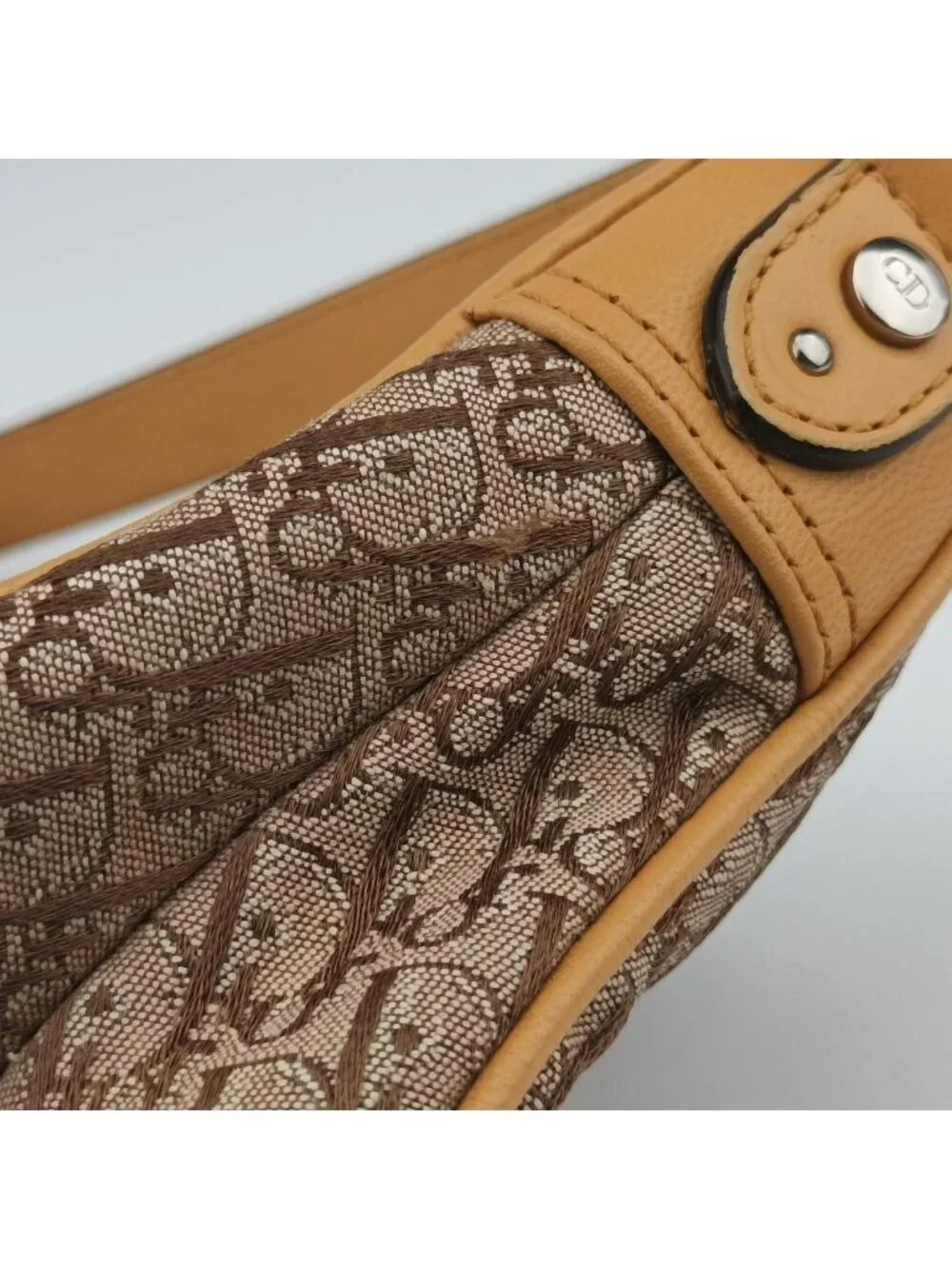 Dior Street Chic Camel Canvas Leather LO Handbag